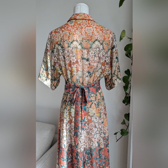 Moulinette Soeurs Printed Silk Maxi Dress sz 6 - Picture 6 of 14